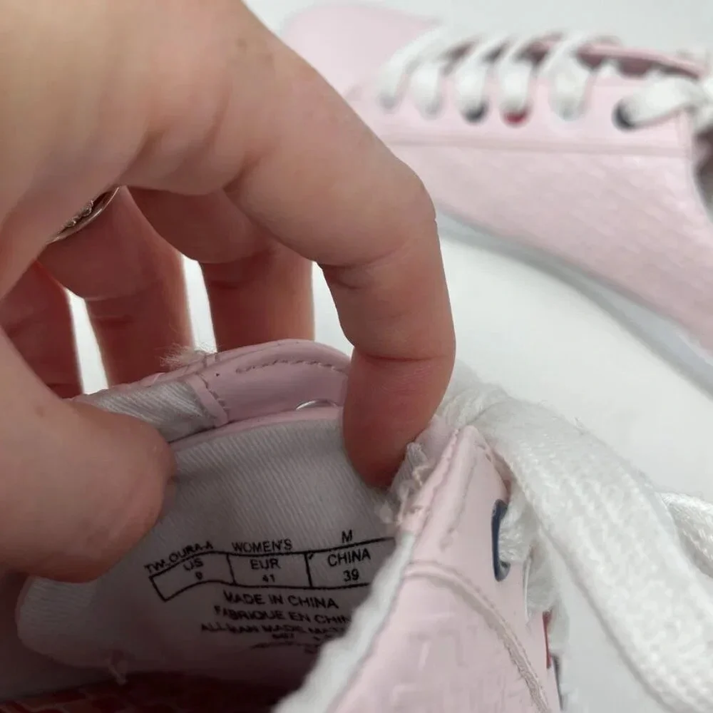 Tommy Hilfiger Vegan Leather Sneakers Trainers Shoes Light Pink Size 9